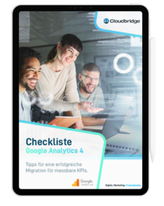ipad mit Checkliste zur Google Analytics 4 Mitgration