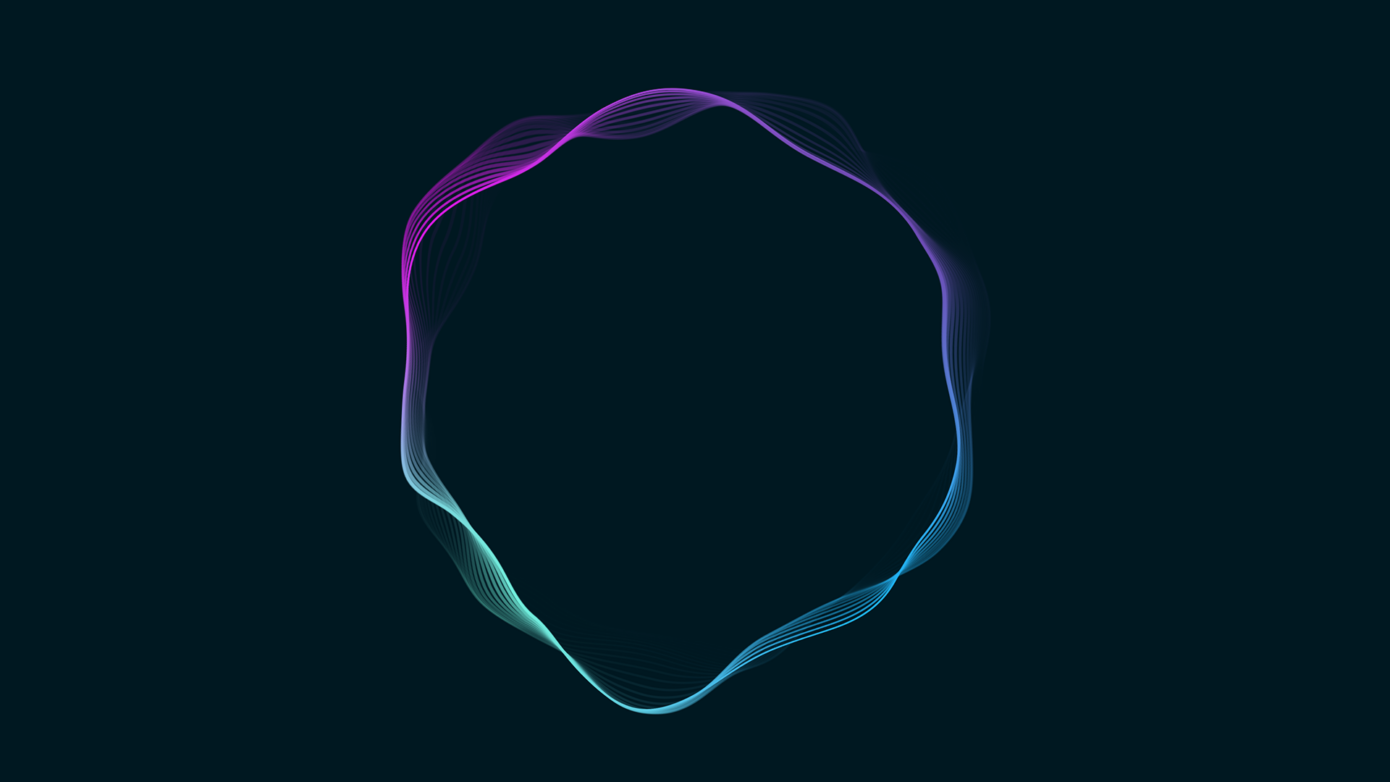 Multicolor waving circle on dark blue background